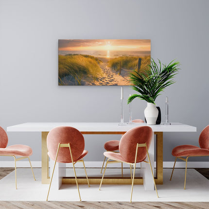 Canvas schilderij woonkamer Pad dat Leidt naar het Strand bij Zonsondergang