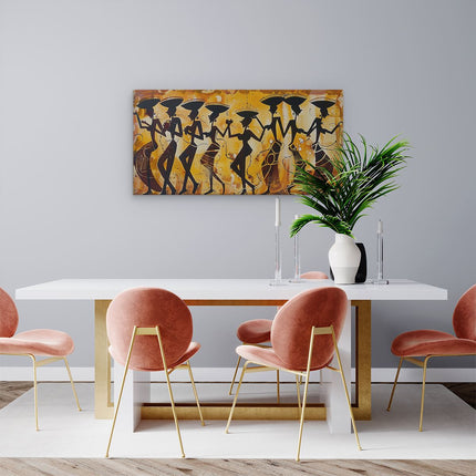Canvas schilderij woonkamer Kunstwerk van een Groep Afrikaanse Dansers