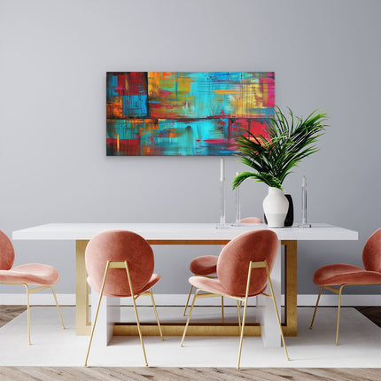 Canvas schilderij woonkamer Abstract Kunstwerk met Heldere Kleuren