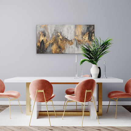 Canvas schilderij woonkamer Abstract Kunstwerk met Goud en Zwarte Verf