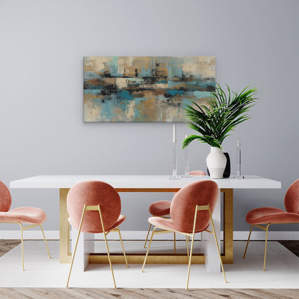 Canvas schilderij woonkamer Abstract Kunstwerk in Blauw en Bruin