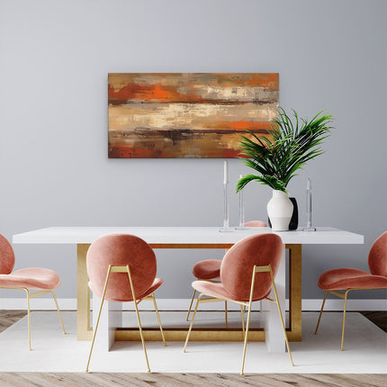 Canvas schilderij woonkamer Abstract Kunstwerk in Oranje, Bruin en Beige