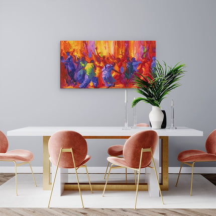 Canvas schilderij woonkamer Kleurrijk Kunstwerk van Dansende Mensen