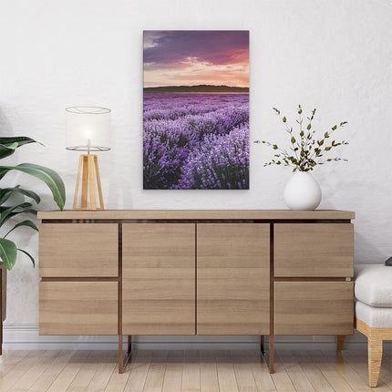 Canvas schilderij interieur Bloemenveld Met Paarse Lavendel - Bloemen