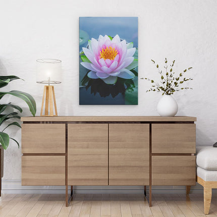 Canvas schilderij interieur Roze Lotusbloem Met Waterlelies 