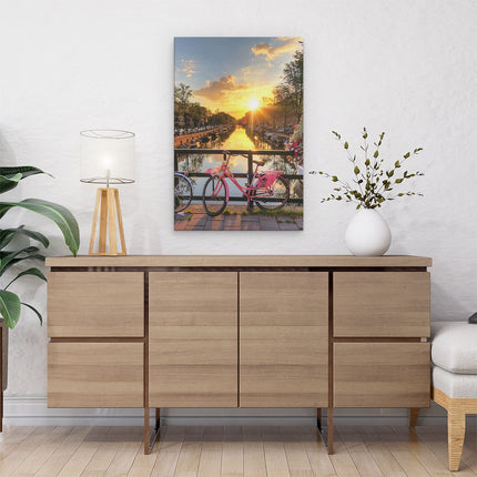 Canvas schilderij interieur Amsterdamse Brug Met Zonsopgang