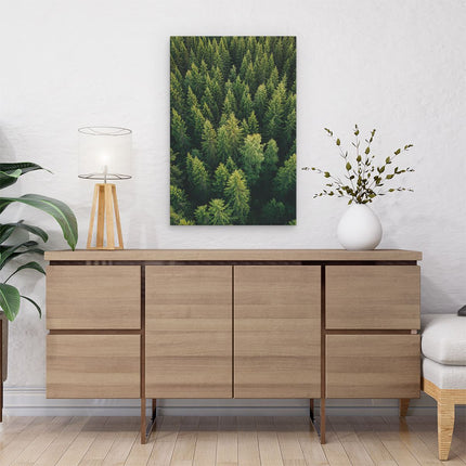 Canvas schilderij interieur Bos Met Bomen Vanaf Boven