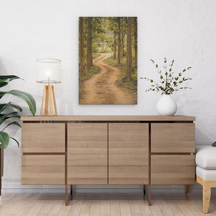 Canvas schilderij interieur Pad In Het Bos Met Bomen