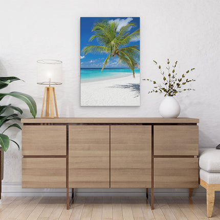 Canvas schilderij interieur Tropisch Strand Met Een Palmboom