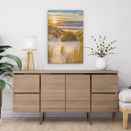 Canvas schilderij interieur Strand En Duinen Tijdens Zonsondergang