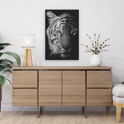 Canvas schilderij interieur Tijgerkop - Tijger - Zwart Wit