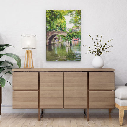 Canvas schilderij interieur Dichtbegroeide Brug Op De Oudegracht In Utrecht