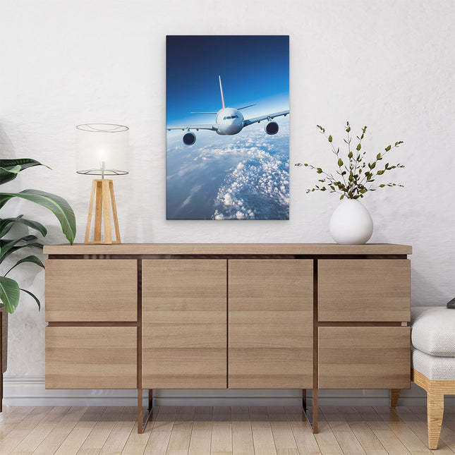 Canvas schilderij interieur Vliegtuig In De Wolken