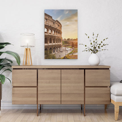 Canvas schilderij interieur Colosseum bij Zonsondergang in Italïe