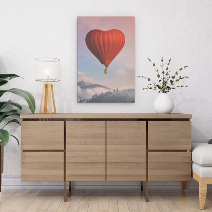 Canvas schilderij interieur Luchtballon in de Vorm van een Hart