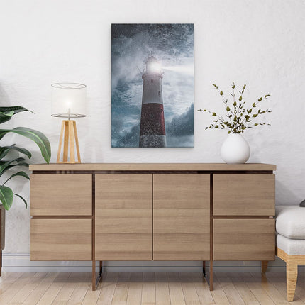 Canvas schilderij interieur Vuurtoren tijdens de Regen Storm