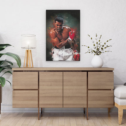 Canvas schilderij interieur Bokser Muhammad Ali in Actie