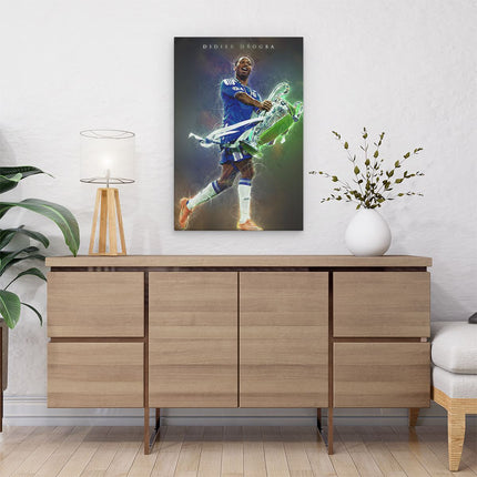 Canvas schilderij interieur Voetbalspeler Didier Drogba bij Chelsea