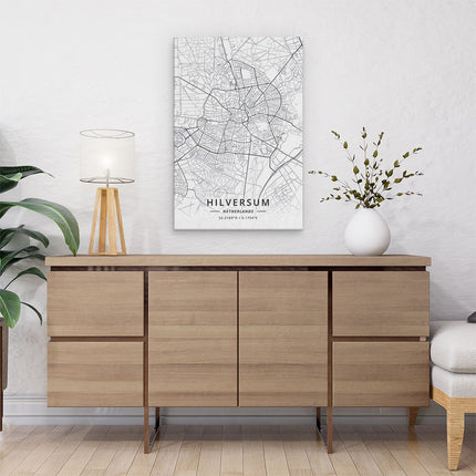 Canvas schilderij interieur Stadskaart Hilversum in het Wit