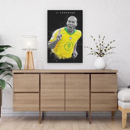 Canvas schilderij interieur Voetbalspeler Ronaldo Nazario bij Brazilië 