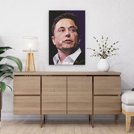 Canvas schilderij interieur Elon Musk in Geometrische Vormen