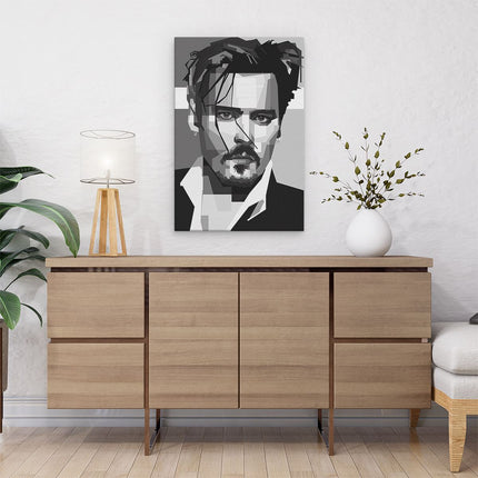 Canvas schilderij interieur Johnny Depp in het Zwart Wit