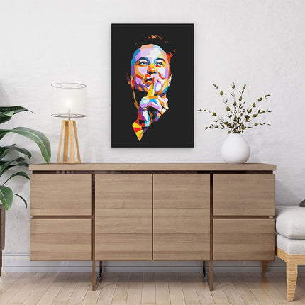 Canvas schilderij interieur Elon Musk in Abstracte Kleuren