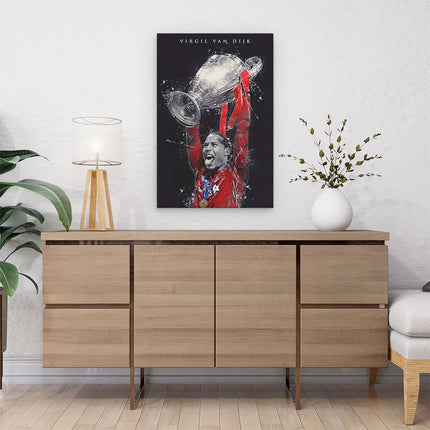 Canvas schilderij interieur Voetbalspeler Virgil van Dijk bij Liverpool