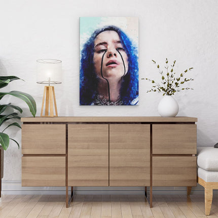Canvas schilderij interieur Billie Eilish met Zwarte Tranen