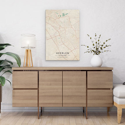 Canvas schilderij interieur Stadskaart Heerlen in Beige 
