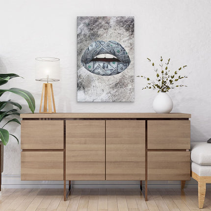 Canvas schilderij interieur Dollar Lippen 