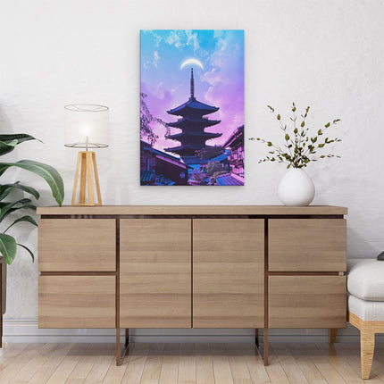 Canvas schilderij interieur Japanse Tempel met een Halve Maan