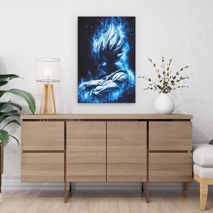 Canvas schilderij interieur Anime Karakter Vegeta in het Blauw uit Dragon Ball