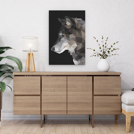 Canvas schilderij interieur Wolf in Geometrische Vormen