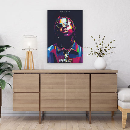 Canvas schilderij interieur Rapper Polo G Capalot in Abstracte Kleuren