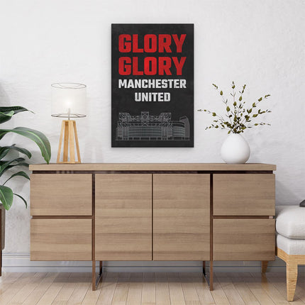 Canvas schilderij interieur Glory Glory Tekst Manchester United