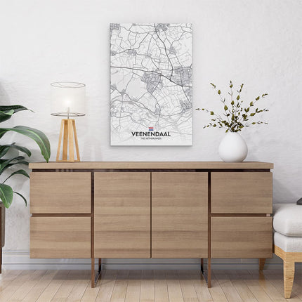 Canvas schilderij interieur Stadskaart Veenendaal in het Wit