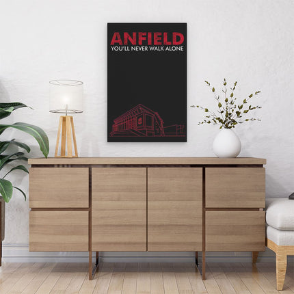 Canvas schilderij interieur Liverpool Anfield You'll Never Walk Alone Tekst