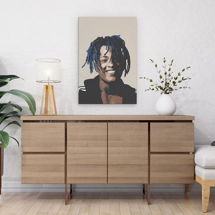 Canvas schilderij interieur XXXTentacion met Blauw Haar