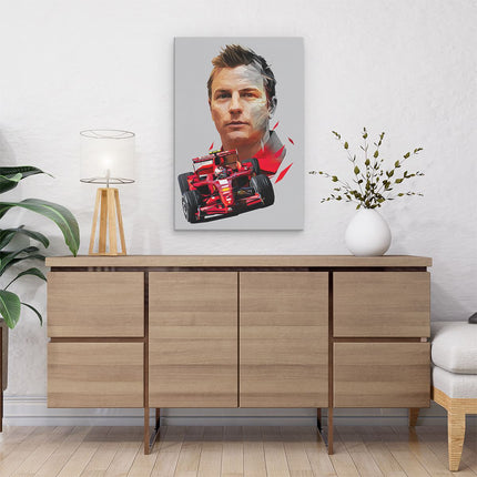 Canvas schilderij interieur Kimi Raikkonen bij Ferrari F1