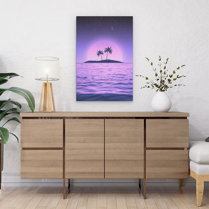 Canvas schilderij interieur Paarse Zonsondergang op een Eiland