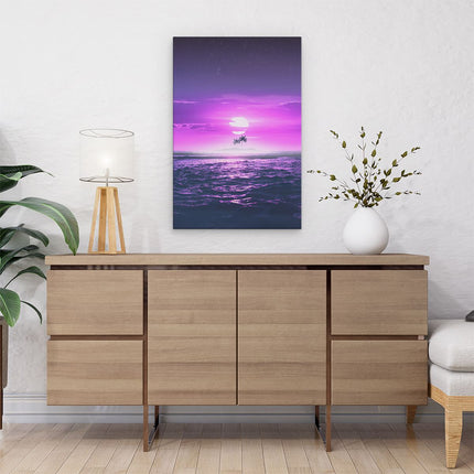 Canvas schilderij interieur Roze Zonsondergang op de Zee