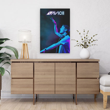 Canvas schilderij interieur Rapper Avicii in Geometrische Vormen