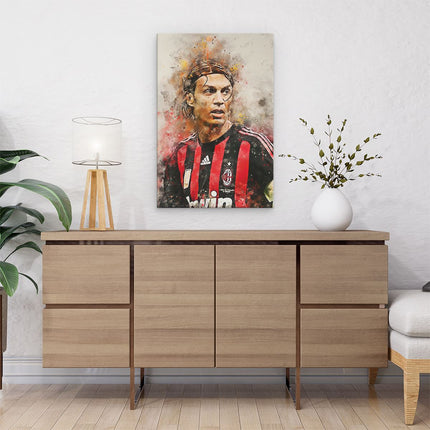 Canvas schilderij interieur Voetbalspeler Paolo Maldini bij AC Milan