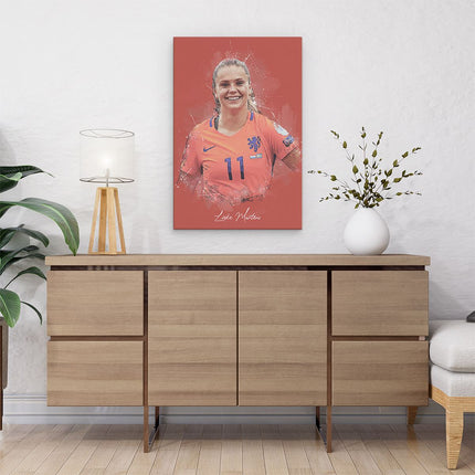 Canvas schilderij interieur Voetbalspeelster Lieke Martens bij Oranje