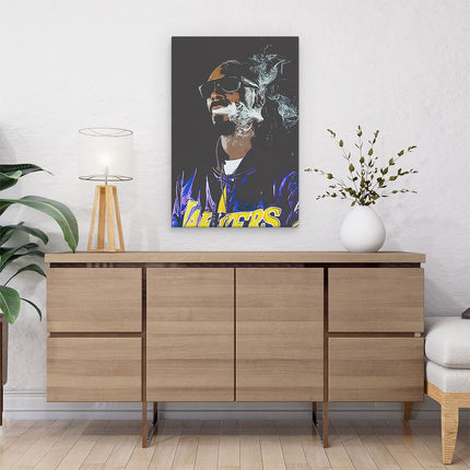 Canvas schilderij interieur Snoop Dogg aan het Roken