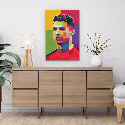 Canvas schilderij interieur Voetbalspeler Cristiano Ronaldo in Abstracte Kleuren