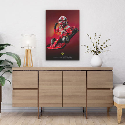 Canvas schilderij interieur Charles Lecrerc bij Ferrari F1