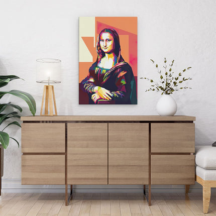 Canvas schilderij interieur Mona Lisa in Abstracte Kleuren