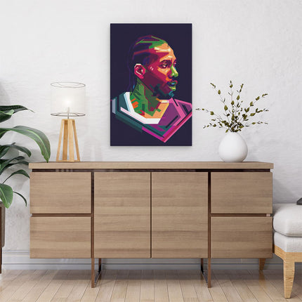 Canvas schilderij interieur Kawhi Leonard in Abstracte Kleuren